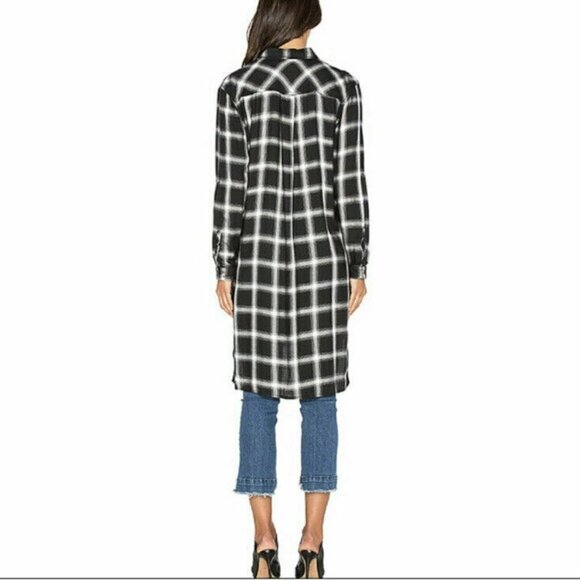 Blank NYC Plaid Duster Button Down Shirt XS NWT - Picture 3 of 11